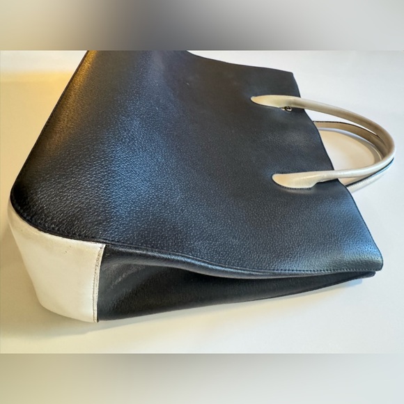 RARE Kesslord Paris France ๐ซ๐ท Leather Stylish Black and White Tote Bag Handbag - Picture 7 of 17
